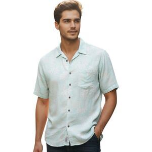 Patagonia Pataloha Mens Large Green Floral Organic Cotton Hawaiian Shirt